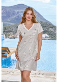 Resim Cossy By Aqua 24503 Kadın V Yaka Kısa Kollu Gecelik-desenli Desenli 