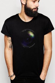 Resim QIVI Fotoğraf Makinesı Lens Camera Baskılı Siyah Erkek Örme Tshirt 