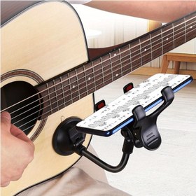 Resim 1 adet 360° Dönen Gitar Telefon Tutucu Güçlü Emme Kupası Tabanı ile - Siyah ABS, Canlı Performans ve Video için Çok Amaçlı, Enstrüman Pratiği ve Masaüstü Kullanımı için İdeal, Gitar Aksesuarı | Modern Telefon Tutucu | Güvenli Emme Kupası Montajı 