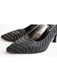 Resim Assortie Siyah Taş Detaylı İnce Topuklu Slingback Kadın Ayakkabı Siyah Taş 