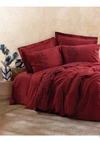 Resim Cotton Box Plain Tek Kişilik Nevresim Takımı Sooty Bordo 