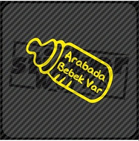 Resim Arabada Bebek Var Hologram Sticker Sarı 