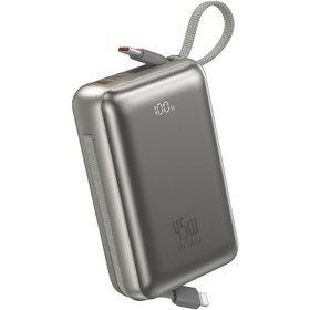 Resim Wiwu AS-182 Galaxy Pro Max Serisi Type-C Lightning Çıkışlı Taşınabilir Powerbank PD 45W 20000mAh Gümüş 