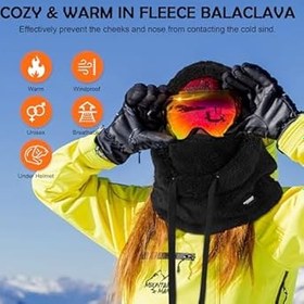 Resim AYPOW Pelüş kar maskesi, bere, kış, erkek, kadın, çok fonksiyonlu, dış mekan, rüzgar geçirmez, termal polar, yüz maskesi, sıcak kayak maskesi, boyun ısıtıcısı, yüz maskesi, bisiklet, motosiklet 