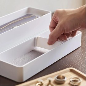 Resim 3 Katlı Dar Aksesuar Kutusu, Ahşap Kapaklı, Minimalist, Modern Takı Saklama Çözümü 