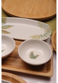 Resim Atbyhome Sage 6 Kişilik 27 Parça Doğal Bambu Porselen Kahvaltı Takımı Kahvaltı Seti Sunum Seti Çok Renkli 