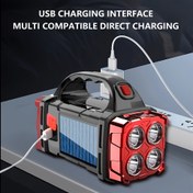 Resim 1 Taşınabilir Güneş ve USB Şarj Edilebilir LED Fener El Feneri, 1500 Mah Nikel Pili, Taktik COB Çalışma Işığı, 4 Mod, Acil Durum Güç Bankası Fonksiyonu, Kamp İçin Mükemmel. 