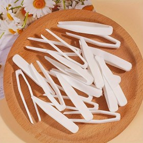 Resim 20 adet beyaz yardımcı plastik cımbız, çift gözlü klipsler, dayanıklı ve çok yönlü, pratik güzellik araçları, plastik, göz kapağı klipsleri 