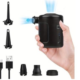 Resim Motion003 Taşınabilir Usb Şarjlı Siyah Hava Pompası 6000mah Kamp Seyahat Ev İçin Çoklu 