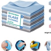 Resim 6 adet Mikrofiber Cam Temizleme Bezleri, Fiber Olmayan, Pürüzsüz Yüzey, Çizik Olmayan, Su Lekeleri Giderme, Pencere ve Ayna, Araba Pencere Temizliği, Makinede Yıkanabilir 