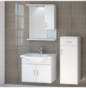 Resim Denko Akyazı 55 Cm Mdf Beyaz Banyo Dolabı Takımı + Boy Dolabı Beyaz 