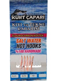 Resim Kurt Çapari 10 Numara 5 İğneli Uv Turuncu Simli 0.25 Beden 0.15 Kısa Köstek Standart 