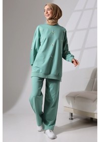 Resim Mihran Butik Kadın Mint Yeşili Mevsimlik Penye Alt Üst Spor Ve Rahat Ikili Tunik Pantolon Şık Tesettür Takım Mint Yeşili 