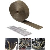 Resim 2'x 50 'twill Weave Motosiklet Atv Titanyum Egzoz Isı Kalkanı Sarma 11.8' Kilitleme Bağları 16 Paket Dimi Örgü 