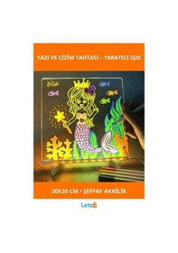 Resim Led Aydınlatmalı Tahta Yazı Ve Çizim 20x20 Cm Küçük Boy Çok Renkli 
