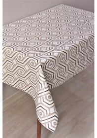 Resim Elyaf Astarlı Silinebilir Pvc Muşamba Masa Örtüsü 1193-2çzgeskitme-kahverengi 