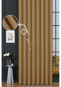 Resim Keten Fon Perde V-4021 Hardal Hardal 