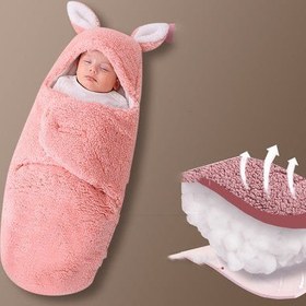 Resim Baby Hold Newborn Thickened Out Wrap Swaddle Sleeping Bag - Round Legs Pink / 62cm 