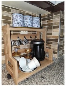 Resim Tezgah Üstü Raf Kahve Köşesi Raf Baharatlık 