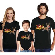 Resim HediyeMania Siyah Yılbaşı Aile Kombini 3lü Tişört Seti Anne Baba Çocuk Için Tshirt 