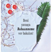 Resim Limon Bebek Baskılı Babaanne Pamuklu Çıtçıtlı Body Zıbın 