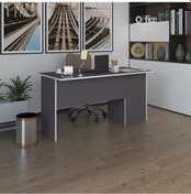 Resim Kenzlife Ofis Masası Miyamoto Gri Sol 75 160 80 Kilitli Kapaklı Dolap Bilgisayar Çalışma Masası 