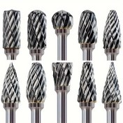 Resim 10 adet Karbür Frez Seti, Tungsten Çelik Çift Kesim Döner Dosyalar - Ahşap İşleme & Taşlama için Dayanıklı Freze Kesici Başlıklar, Pürüzsüz Bitirme için Çok Yönlü Tasarımlar, Ahşap İşleme Araçları 