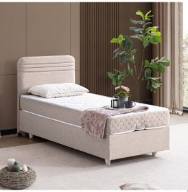Resim Mila Tek Kişilik Baza Başlık Orthosoft Yatak Seti - Krem 100 x 200 