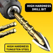 Resim 7 parça çok fonksiyonlu matkap ucu seti, tungsten çelikten yapılmış keskin üçgen tasarıma sahip, yüksek sertlik, fayans, cam, beton, mermer, ahşap, çelik levhalar için delik açmak için uygun - çapraz altıgen saplı delik açıcı ve menteşe delik aracı seti, boyut 3-12mm 