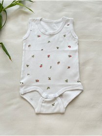 Resim uhtico Kız Bebek Pamuklu Kumaştan Çıtır Çiçek Desenli Çıtçıtlı 2li Zıbın Body Atlet 