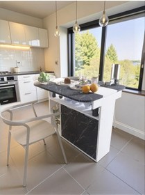 Resim Kelebek Yemek Masası Mutfak Masası Katlanır Pratik Tekerlekli Oval Siyah 