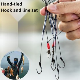 Resim 2 Adet Premium Paslanmaz Çelik Balıkçılık saç tokası Seti, Anti-Tangle 5-saç tokası Rig, Surf ve Uzun Kast Çubukları için - Sağlam, Keskin, Siyah - Deniz Balıkçılığı Severler için İdeal 