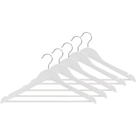 Resim Ahşap Görünümlü Plastik Elbise Askısı A Kalite 5adet Al4493 Beyaz 