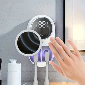 Resim Diş Fırçaları İçin Bir Akıllı Sterilizasyon Cihazı, Işık Sensörü Tasarımı, Dijital Ekran, USB Şarj ve Diş Fırçaları İçin Çift Tutucu. Bu Banyo Aksesuarı Mükemmel Bir Hediye Olur 