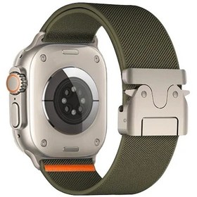 Resim Caowtan İos Watch Uyumlu Ultra 2 Naylon Kayış 49mm 45mm 41mm Örgülü Bilezik Seri 6 Se Haki Haki L 