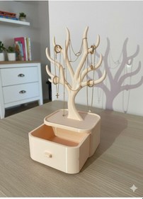 Resim Takı Standı Ağaç Tasarımlı Çekmeceli Takı Organizer Kolye Bileklik Askılığı Dekoratif 