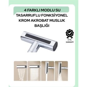Resim Eco Lounge Çok Fonksiyonlu Musluk Başlığı | 4 Su Modu | Geniş Uyumlu Adaptör Seti | Mutfak ve Banyo Uyumlu 