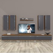 Resim Decoraktiv Eko 8d Mdf Krom Ayaklı Tv Ünitesi Tv Sehpası - Ceviz - Antrasit 