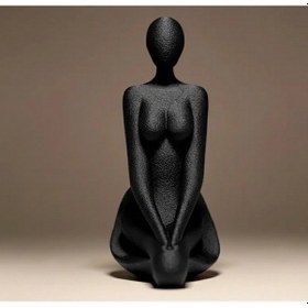 Resim Modern Soyut Kadın Heykeli - 15 Cm - 3d Baskı Siyah Dekoratif Biblo 