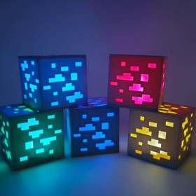 Resim Edcraft3d Minecraft Maden Cevheri Masa Lambası Pilli Dekoratif Minecraft Lamba Gamer Dekorasyon 