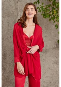 Resim Pierre Cardin Kadın Kırmızı 4'lü Saten Gelin Çeyiz Seti 001 