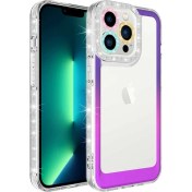 Resim M.TK Moveteck Apple iPhone 13 Pro Uyumlu Kılıf Kamera Lens Korumalı Parlak Simli ve Renkli Arka Şeffaf 