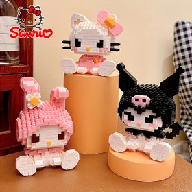 Resim Sanrio Hello Kitty & Friends Mini Block Set, Collectible Cartoon Character Puzzle, Adult Anime Themed Decor, Pink/White/Black - Brand: Sanrio 