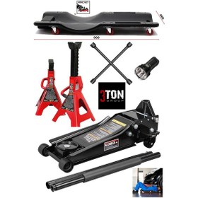 Resim Deko Dk3max Oto Tamirci Garaj Seti: 4'lü Bijon Anahtarı - 3ton Düşük Şase Tamirci Kriko - 3ton Sehpa 