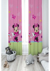 Resim Mekta Home Bebek Ve Çocuk Odası Minnie Maus Desenli 2 Kanat Fon Perde 