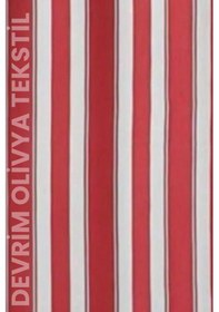 Resim Devrim Olivya Tekstil Kirmizi-beyaz Çizgili Özel Dikim Lüks Halkalı Branda Balkon Perdesi Beyaz - Kırmızı 