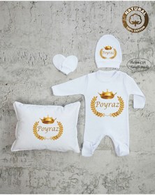 Resim yzc home size dair... Ty E05 Isimli Erkek Bebek Yastık Tulum Şapka Eldiven Set 