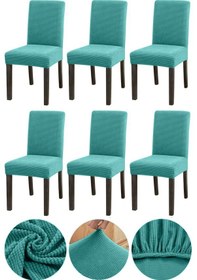 Resim Bambu Nano Kumaş Likralı Yıkanabilir 6'lı Sandalye Kılıfı Lastikli Sandalye Örtüsü 6 Adet - Mint 