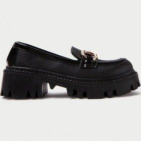 Resim Mubiano Mb1180-s Kalın Taban Siyah Kadın Tokalı Kolej Loafer Siyah 