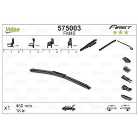 Resim VALEO 575003 Silecek Supurgesi 450Mm (Adet) / (First) Multiconnection Vfb45 (Muz Tipi Aparatli) / (4 Aparatli) 1332162 (WA514599) 